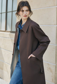 Petite Studio's Liam Reversible Cotton Trench Coat in Beige and Chocolate
