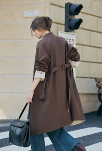 Petite Studio's Liam Reversible Cotton Trench Coat in Beige and Chocolate