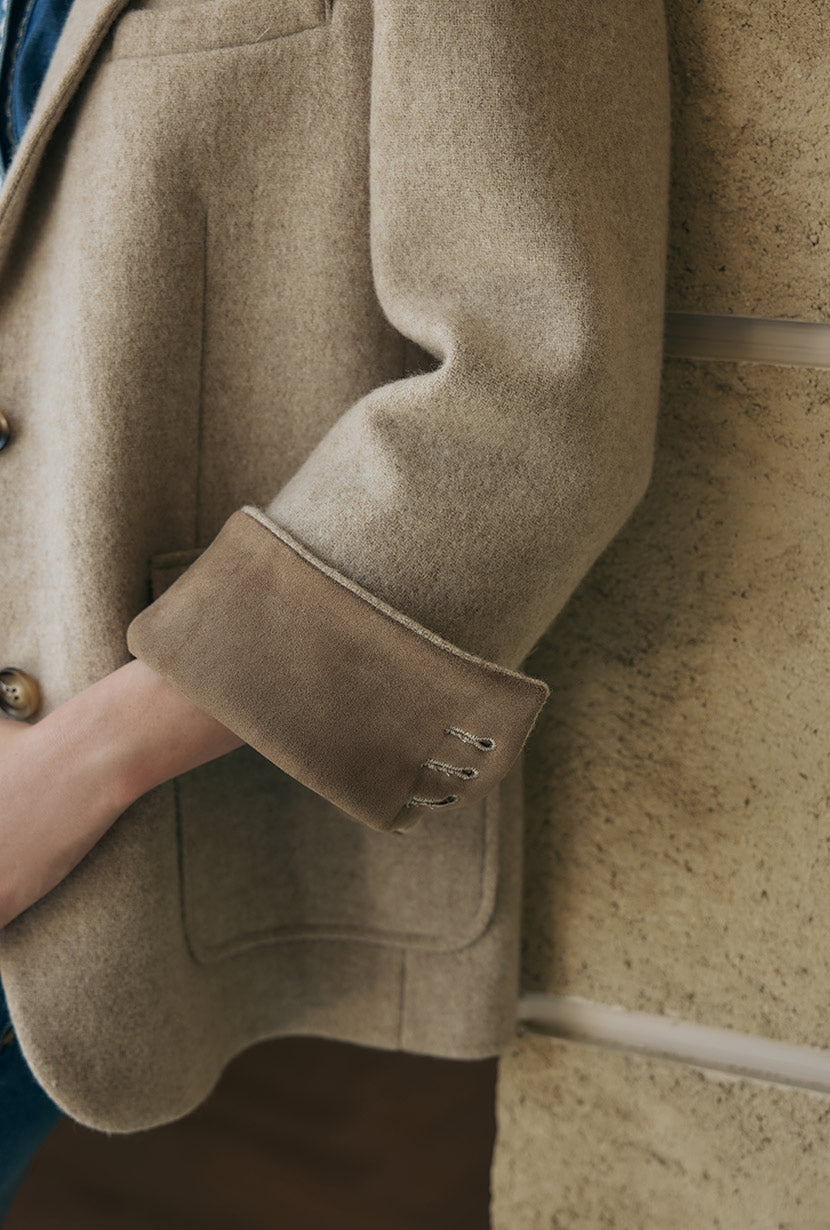Petite Studio's Emilia Wool Blazer in Oatmeal