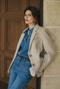Petite Studio's Emilia Wool Blazer in Oatmeal