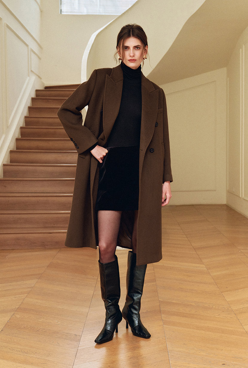 Petite Studio's Matilda Wool Coat in Dark Umber