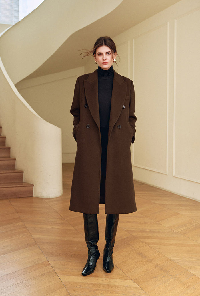 Petite Studio's Matilda Wool Coat in Dark Umber