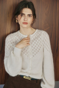 Petite Studio's Nathan Mohair-Blend Wool Cardigan in Ivory