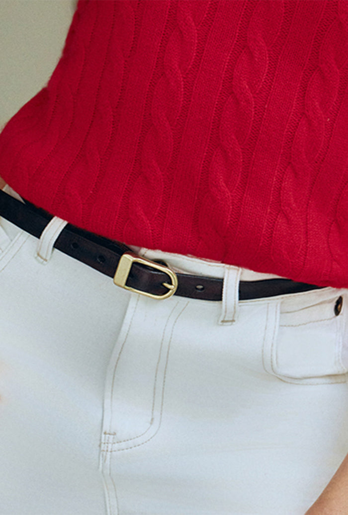 Petite Studio's Fable Brown and Gold Leather Belt
