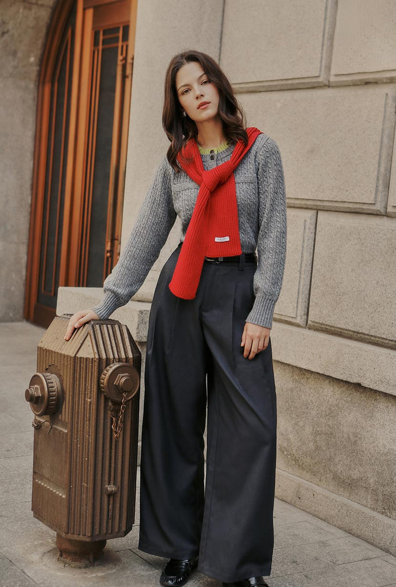 Petite Studio's Carlo Wool Blend Wide Pants in Grey