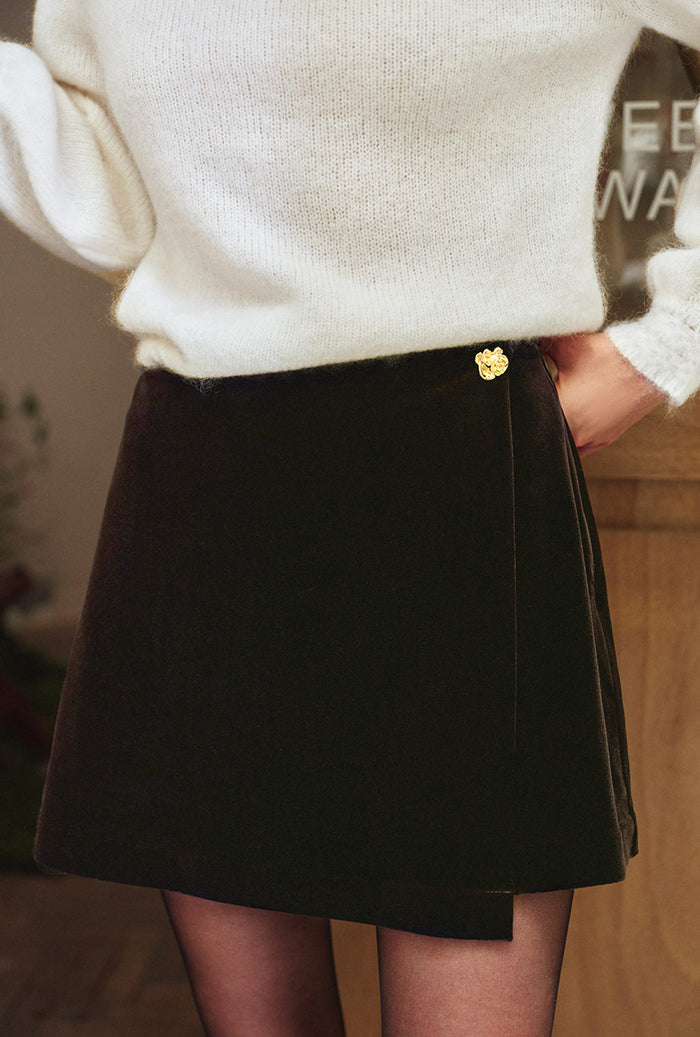 Petite Studio's Manon Velvet Skirt in Brown