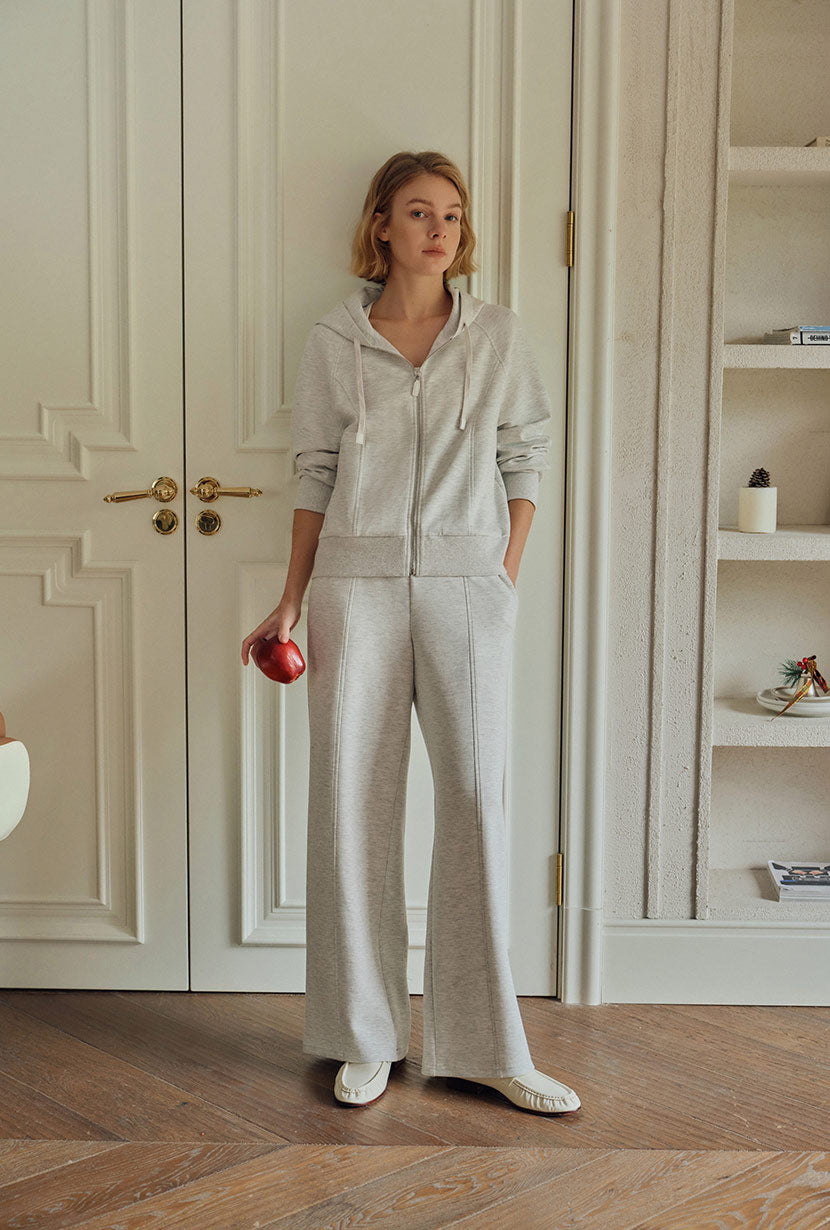 Petite Studio's Chase Cotton Straight Leg Pants in Heather White