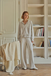 Petite Studio's Chase Cotton Straight Leg Pants in Heather White