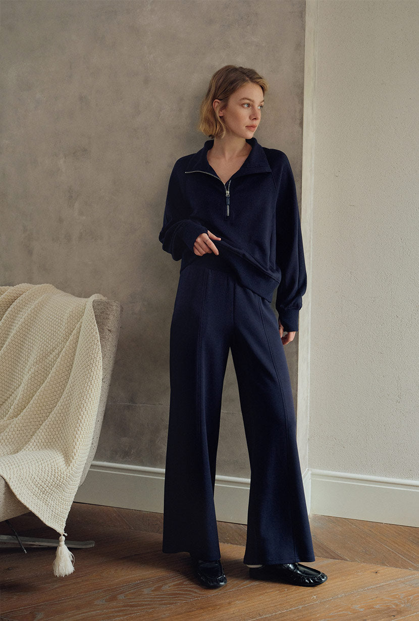 Petite Studio's Chase Cotton Straight Leg Pants in Navy