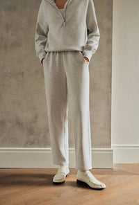Petite Studio's Corey Cotton Tapered Pants in Heather White