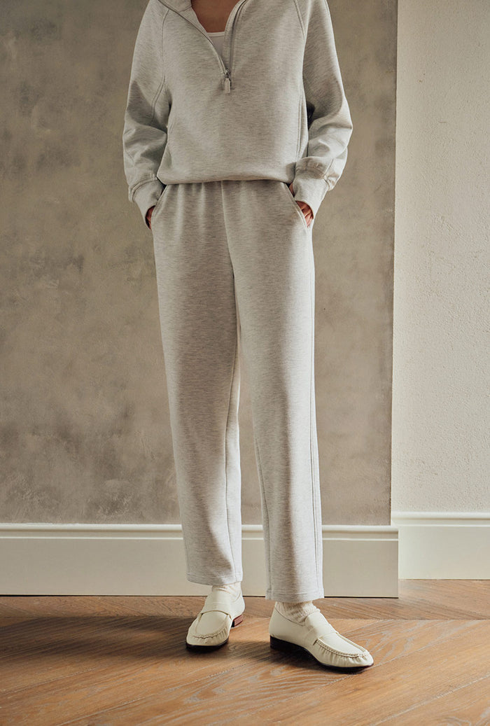 Petite Studio's Corey Cotton Tapered Pants in Heather White