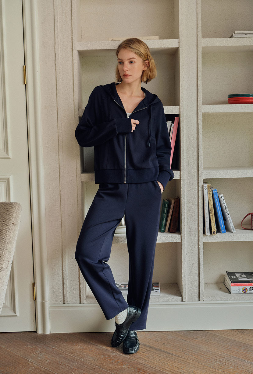 Petite Studio's Corey Cotton Tapered Pants in Navy