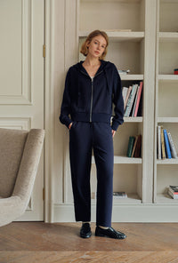 Petite Studio's Corey Cotton Tapered Pants in Navy