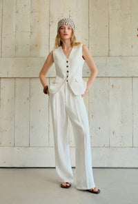 Petite Studio's Circe Linen Pants in Ivory