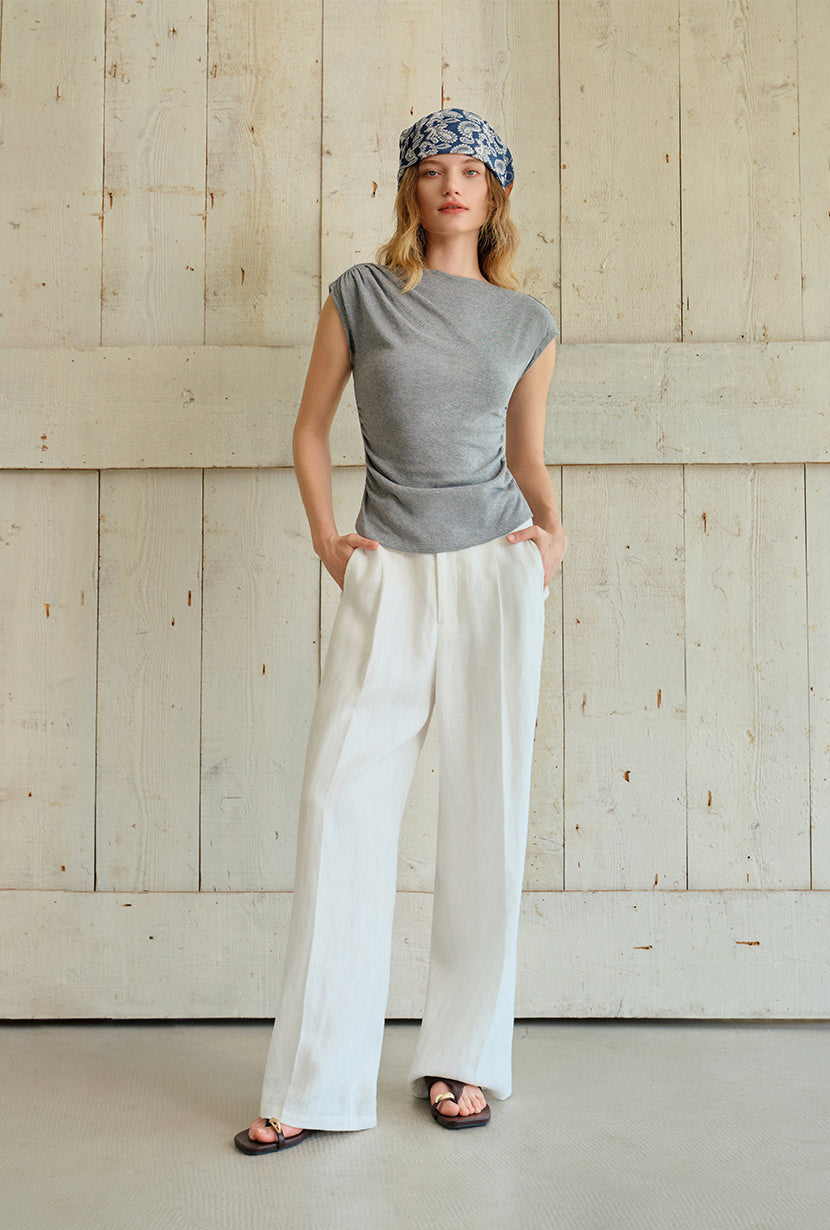 Petite Studio's Circe Linen Pants in Ivory