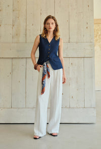 Petite Studio's Circe Linen Pants in Ivory