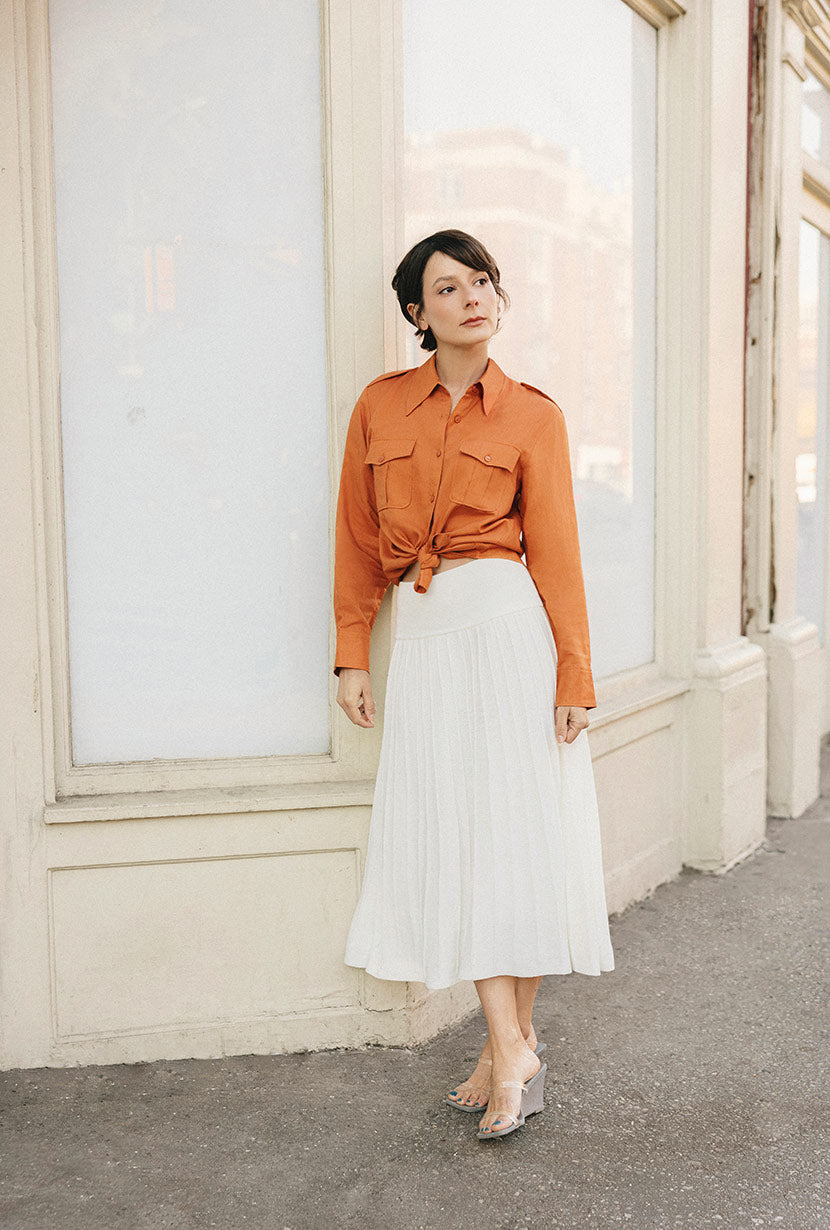 Petite Studio's Czar Bamboo Knit Skirt in Ivory