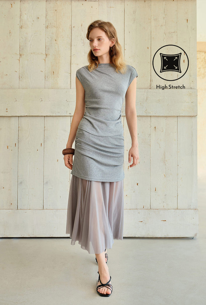 Petite Studio's Dolly Jersey Cotton Skirt in Grey