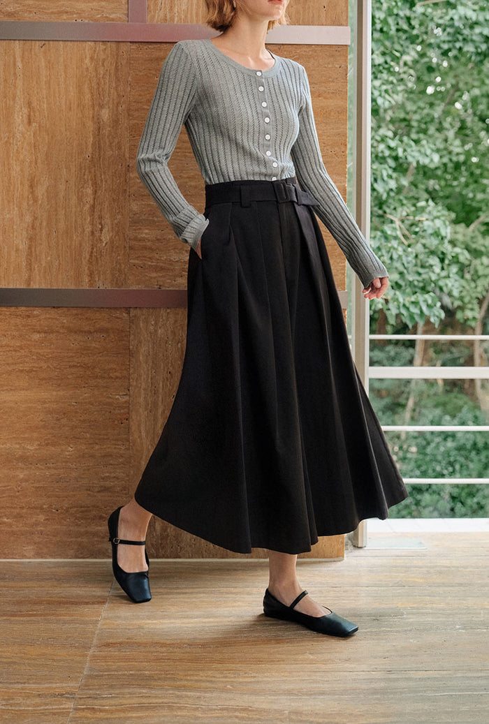 Petite Studio's Darby Wide-Leg Cotton Pants in Black