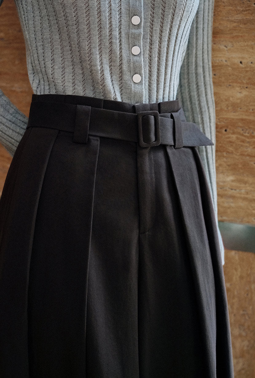 Petite Studio's Darby Wide-Leg Cotton Pants in Black