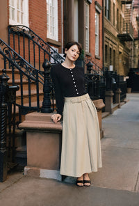 Petite Studio's Darby Wide-Leg Cotton Pants in Beige