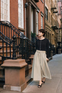 Petite Studio's Darby Wide-Leg Cotton Pants in Beige