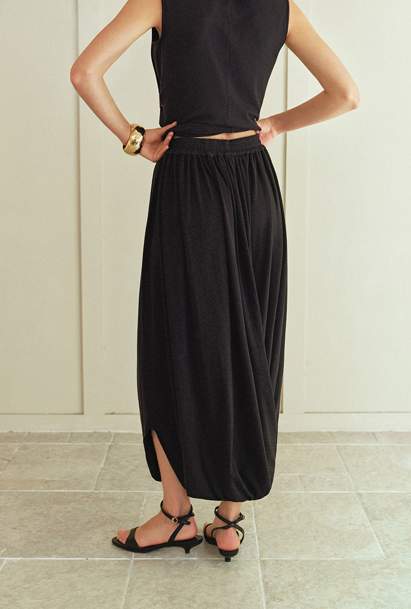 Petite Studio's Quentin Jersey Cotton Cocoon Skirt in Black