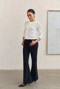 Petite Studio's Asher Mid-Rise Flared Jeans in Black