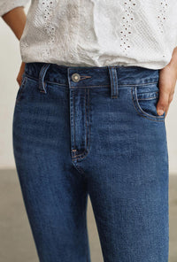Petite Studio's Asher Mid-Rise Flared Jeans in Vintage Blue