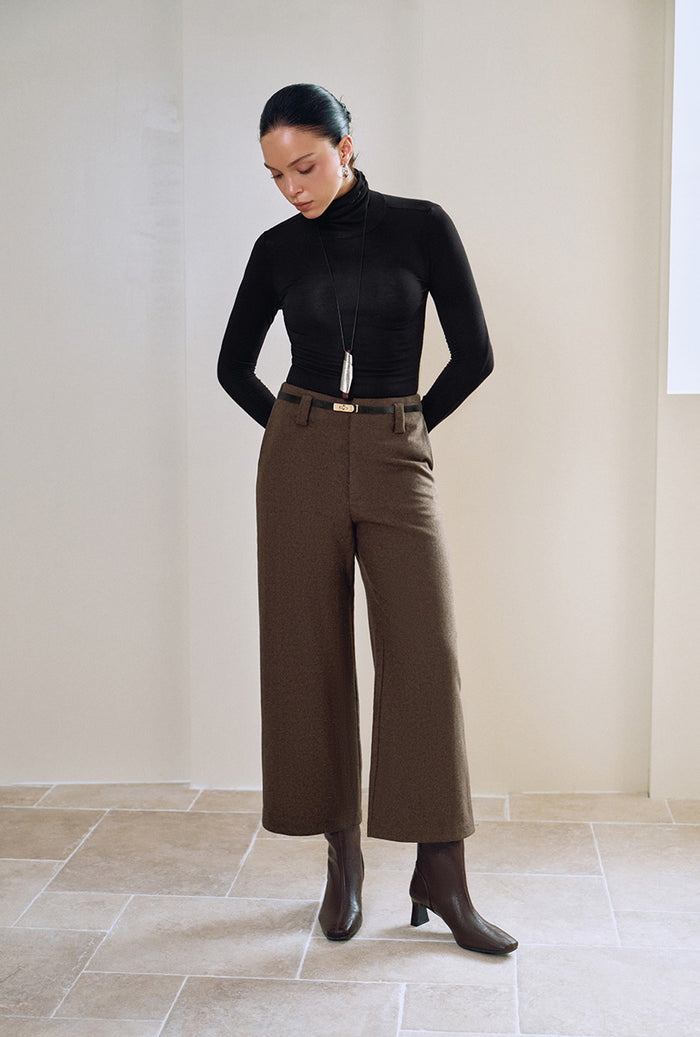 Petite Studio's Parker Cropped Wool Pants in Brown