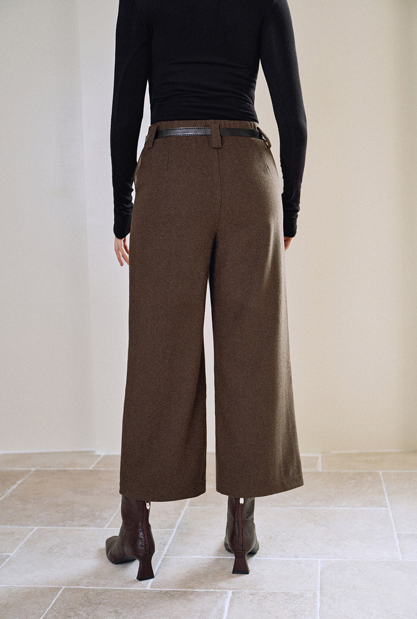 Petite Studio's Parker Cropped Wool Pants in Brown
