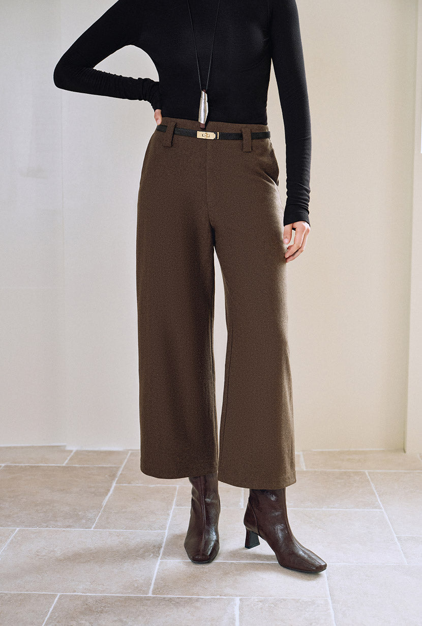 Petite Studio's Parker Cropped Wool Pants in Brown