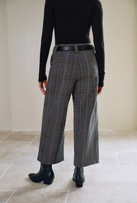 Petite Studio's Parker Cropped Wool Pants in Grey Plaid