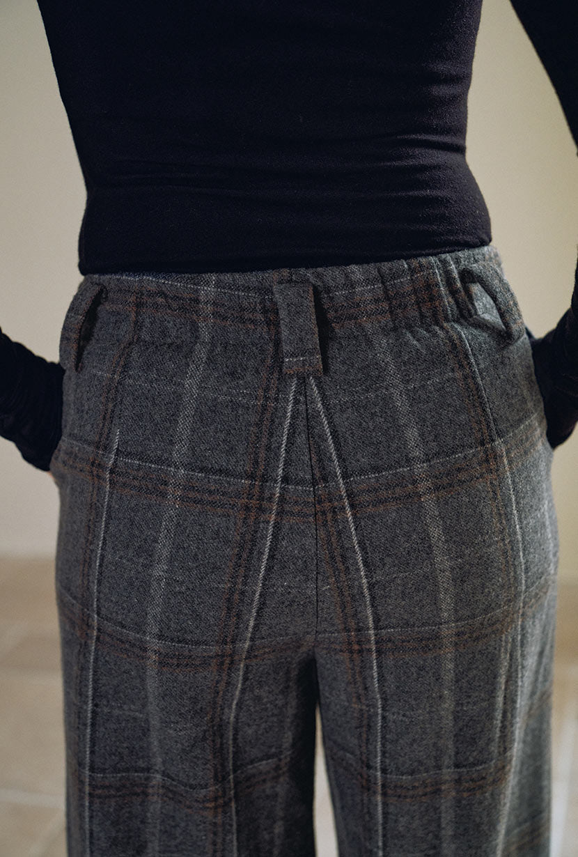 Petite Studio's Parker Cropped Wool Pants in Grey Plaid