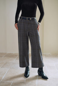 Petite Studio's Parker Cropped Wool Pants in Grey Plaid