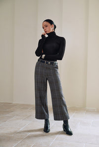 Petite Studio's Parker Cropped Wool Pants in Grey Plaid