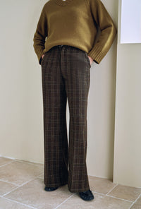 Petite Studio's Dylan Straight Wool Pants in Plaid