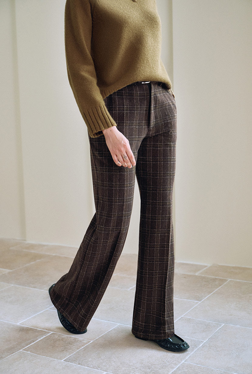 Petite Studio's Dylan Straight Wool Pants in Plaid
