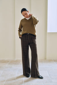 Petite Studio's Dylan Straight Wool Pants in Plaid