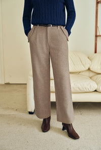 Petite Studio's Sawyer Cropped Wool Pants in Light Camel