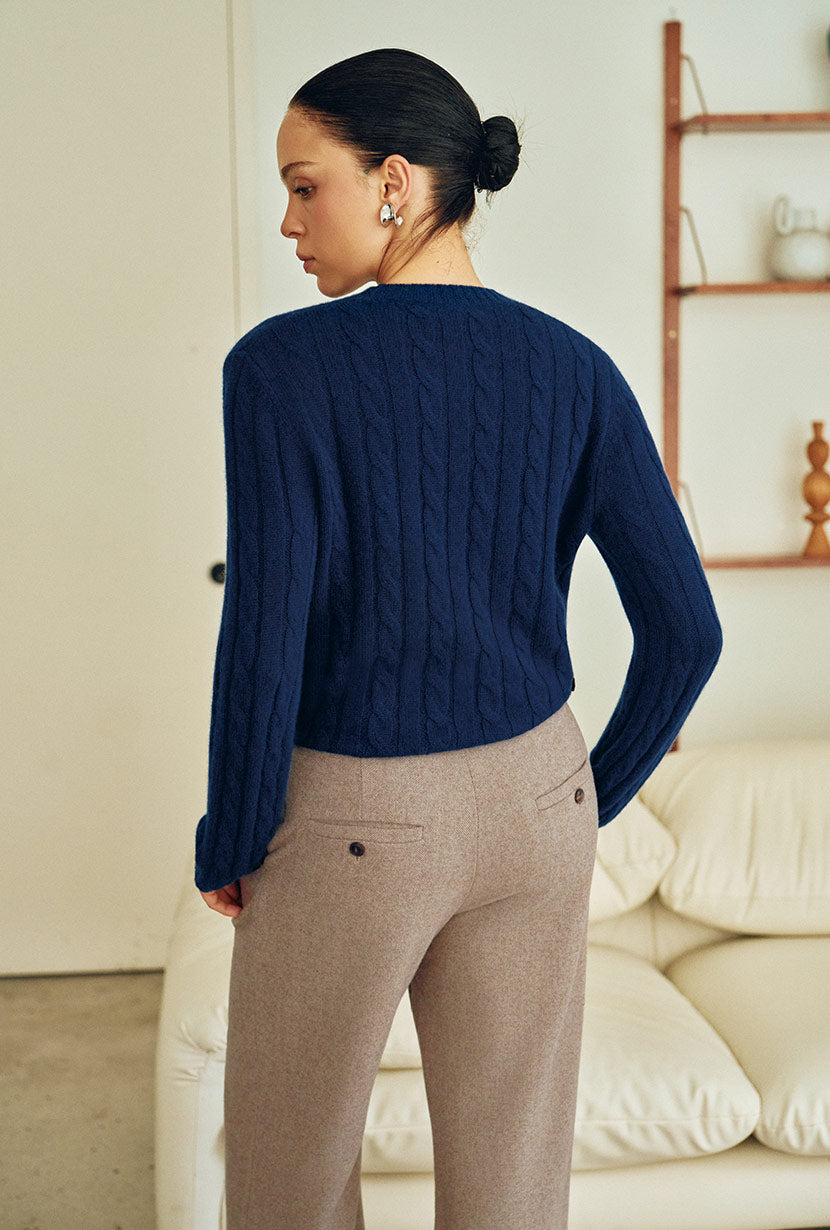 Petite Studio's Sawyer Cropped Wool Pants in Light Camel