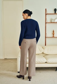 Petite Studio's Sawyer Cropped Wool Pants in Light Camel