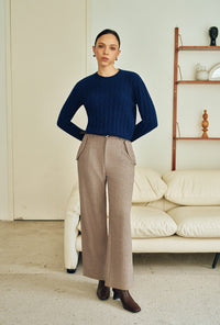 Petite Studio's Sawyer Cropped Wool Pants in Light Camel