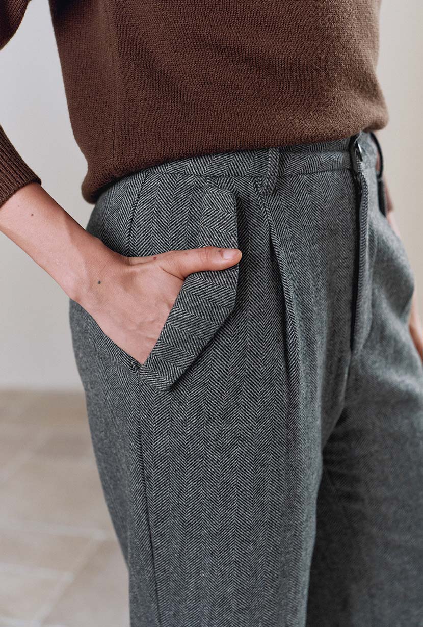 Petite Studio's Sawyer Cropped Wool Pants in Charcoal