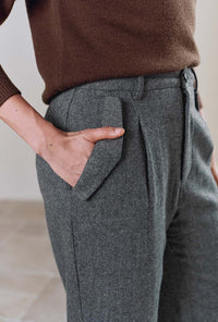 Petite Studio's Sawyer Cropped Wool Pants in Charcoal