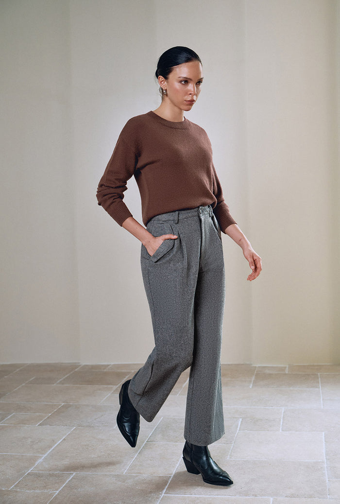 Petite Studio's Sawyer Cropped Wool Pants in Charcoal
