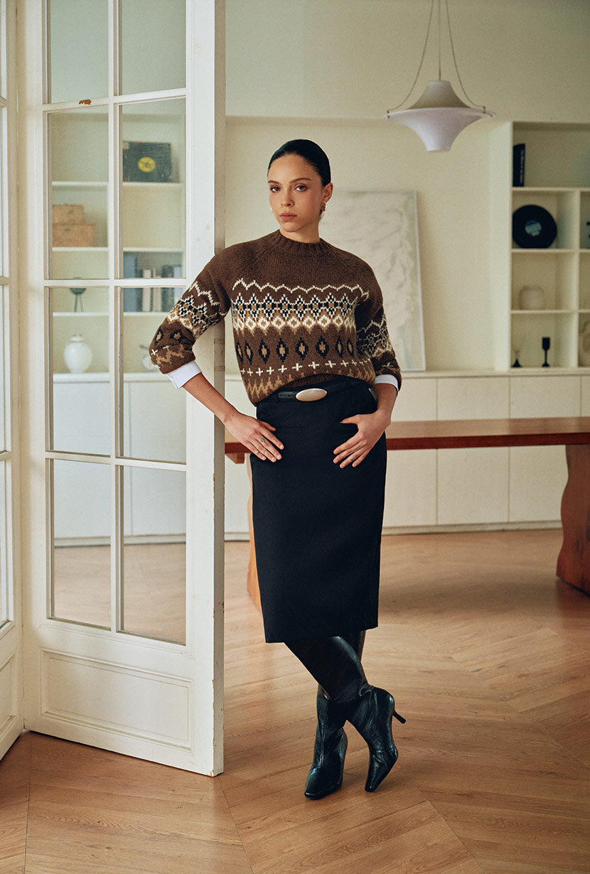 Petite Studio's Rocco Wool Midi Skirt in Black