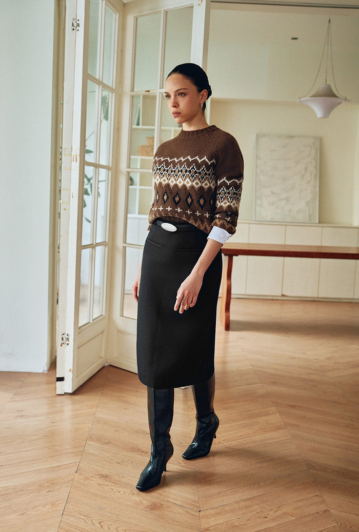 Petite Studio's Rocco Wool Midi Skirt in Black