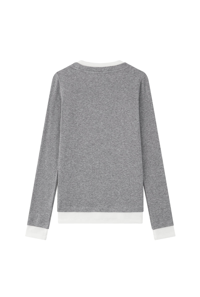 Petite Studio's Hedi Wool Blend Layered Top in Grey