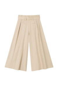 Petite Studio's Darby Wide-Leg Cotton Pants in Beige